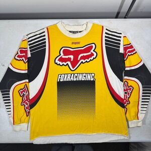 Vintage Fox Racing Motocross Moto Jersey FX Red Yellow Cotton Ricky Mens Large